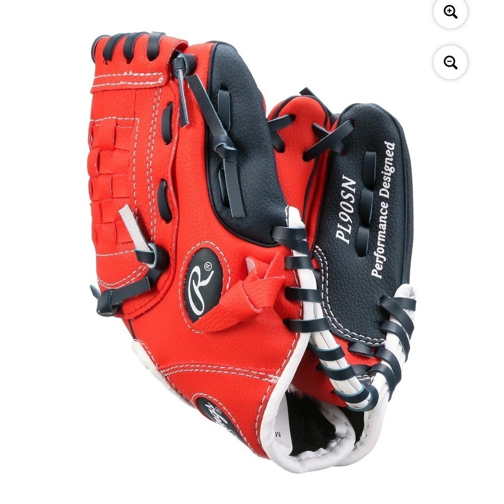 Rawlings Players Series 9 Inch Tee Ball Glove Red Navy Blue PL90SN Basket Web